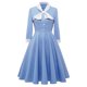 thumbnail image 1 of Moda mujer elegante Sexy Casual Retro solapa Bowknot tapeta cintura Color sólido vestido de longitud media Pompotops  hdfakjf1827, 1 of 8