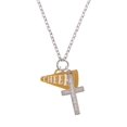thumbnail image 2 of Delight Jewelry Acrylic 1.25" Goldtone Cheer Megaphone Everlasting Love Engraved Cross Zoey Necklace, 28", 2 of 4