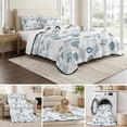 thumbnail image 6 of Queen Quilt Set 90''x96'', Coastal Blue Lightweight Bedspread Coverlet Set with 2 Pillow Shams, Retro Ocean Coral Shell Starfish Seahorse Breathable All Season Quilt Bedding for Bedroom/Guest Room, 6 of 9