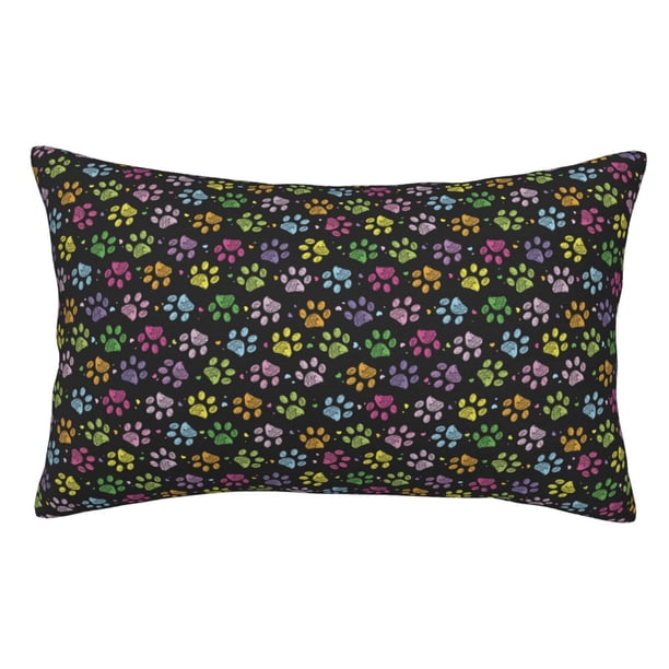 Fotbe Colorful Paw Funda de Almohada Decorativa Estilo Occidental, Lujo en Algodón, Fundas para Almohadas King, Cojín Estampado para Decoración del Hogar-16"x24"