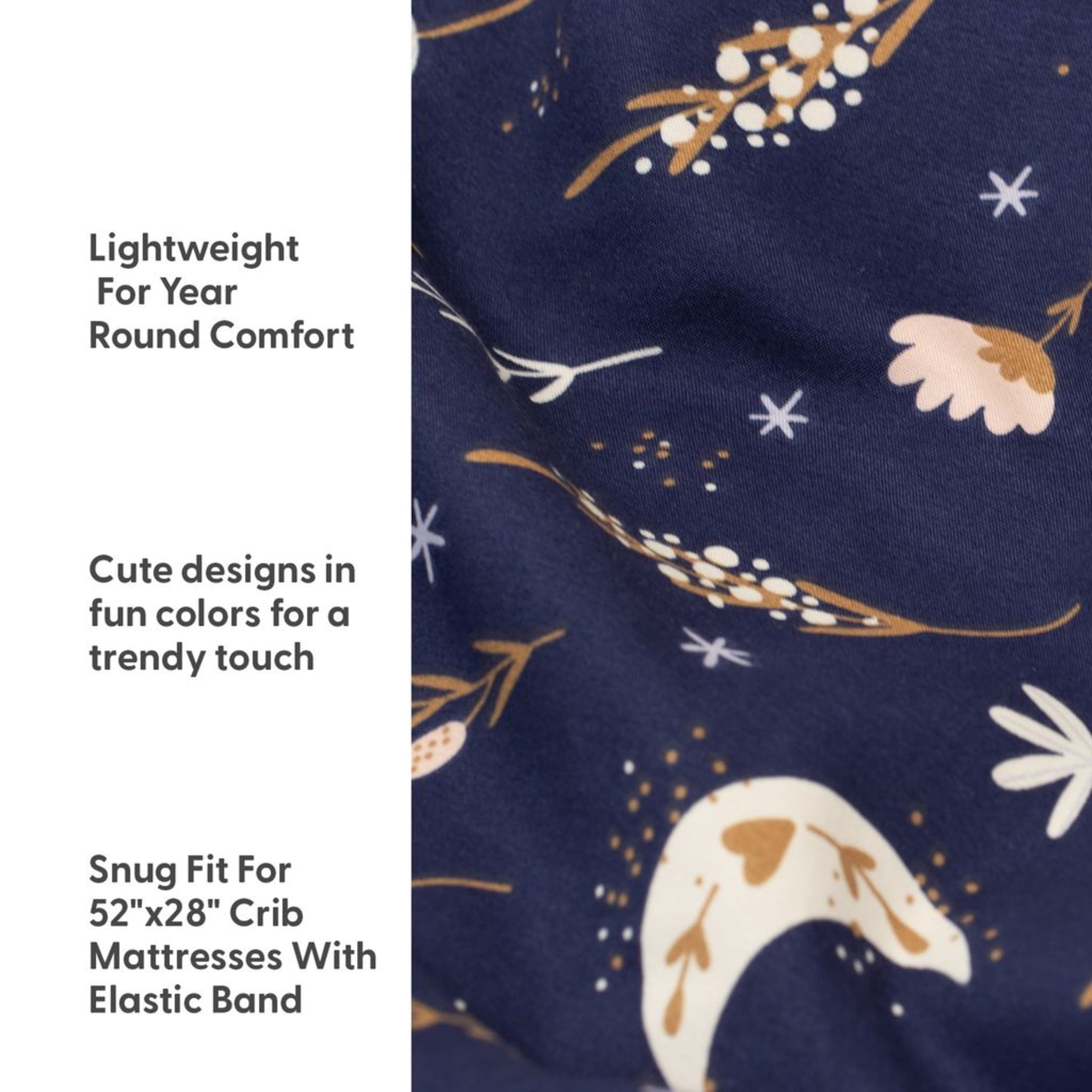 The Peanutshell Purple Floral Moon Celestial Microfiber Fitted Crib Sheets for Baby Girl, 4 Pack Set