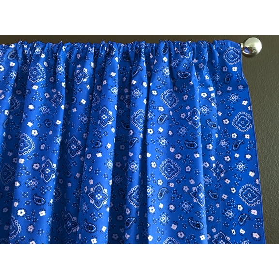 Cotton Curtain Floral Paisley Bandanna Print 58 Inch Wide Royal Blue