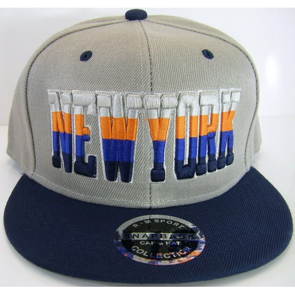 New York Men's 4-Tone Script Snapback Baseball Cap (Gray/Navy)