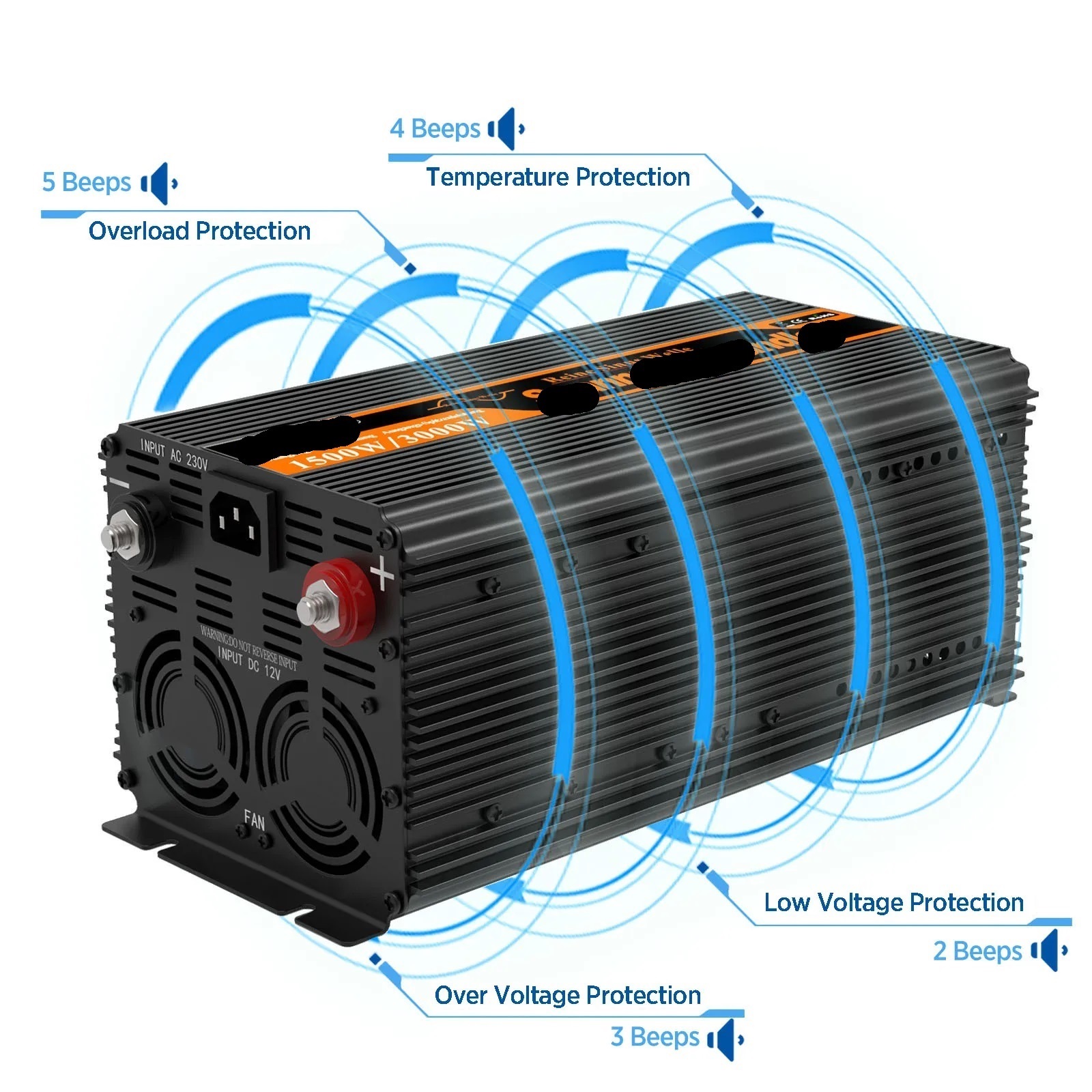 UPS inverter with charger 1500W 2500W DC 12V to AC converter pure sine wave transformer off grid for home ,Easy to Use