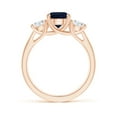 thumbnail image 2 of ANGARA Natural 1.6 Ct Round Sapphire and Diamond Three Stone Ring in 14K Rose Gold for Women (Size-7mm) | September Birthstone, Anniversary, Jewelry Gift for Women | Natural Blue Sapphire Ring, 2 of 9