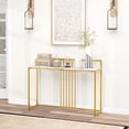 thumbnail image 2 of Costway 47" Golden Metal Frame Foyer Table Modern Faux Marble Top Console Table with Baffle, 2 of 10