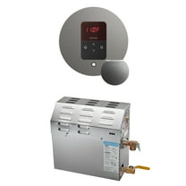 Mr Steam MS 12kW (12000W) Steam Shower Generator Package w/round iTempo Control in Satin Steel