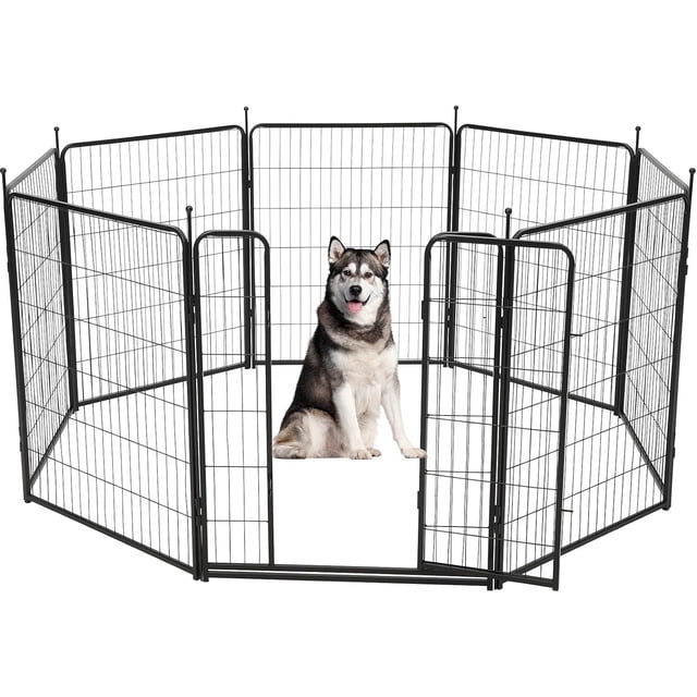 Historyli Corral para Perros,Valla de 8 Paneles Interior/Exterior,Corral de Ejercicio para Mascotas/Cachorros de Metal,Puerta Ancha y Umbral Bajo,Corral Portátil para Mascotas,32*40 Pulgadas