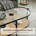 thumbnail image 4 of EDTara Oval Coffee Table With 2 Tiers, Tempered Glass Surface, Rattan Storage, and Durable Metal Frame for Apartment, 4 of 8