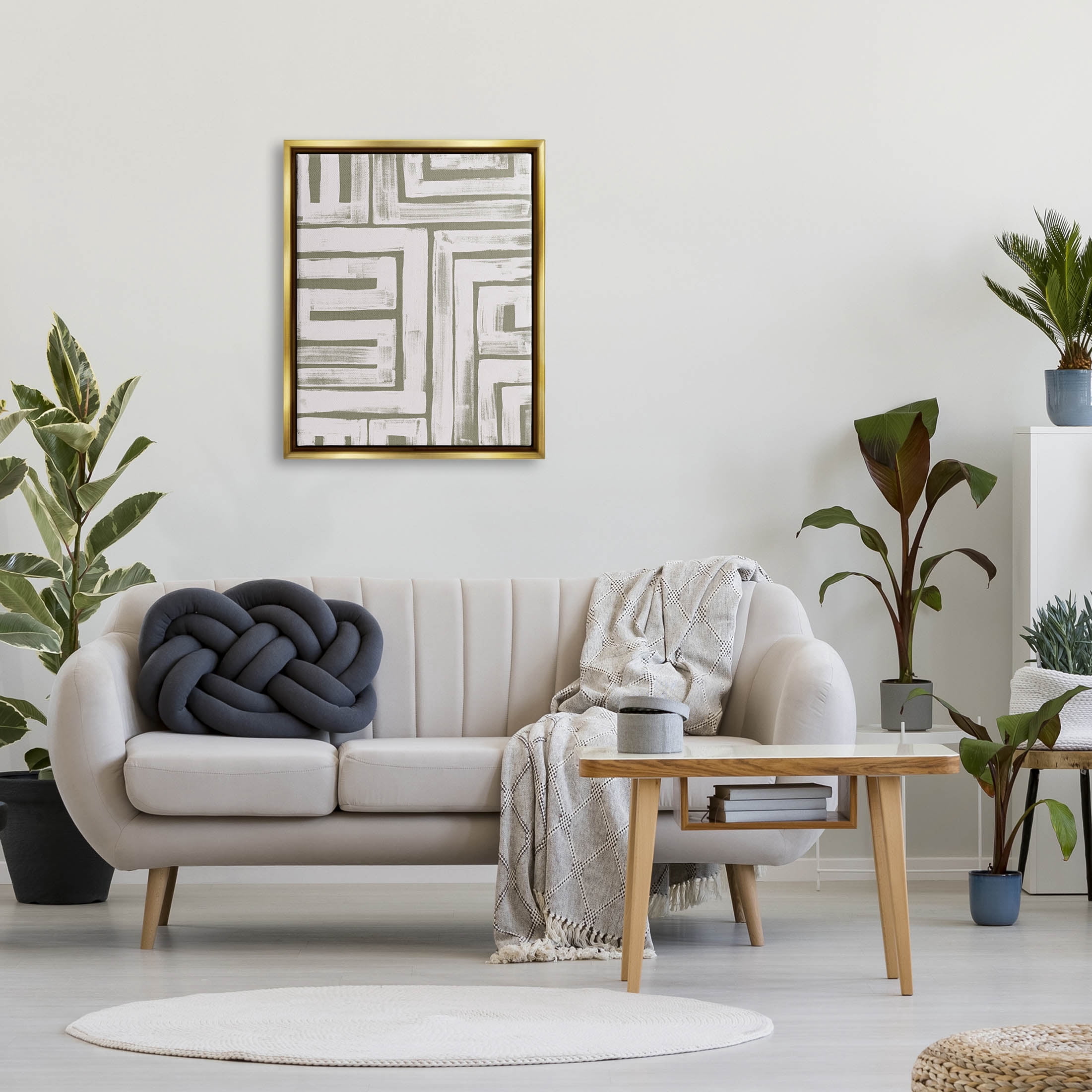 Stupell Industries Contemporary Lines Pattern Composition Graphic Art Metallic Gold Floating Framed Canvas Print Wall Art, Design by June Erica Vess