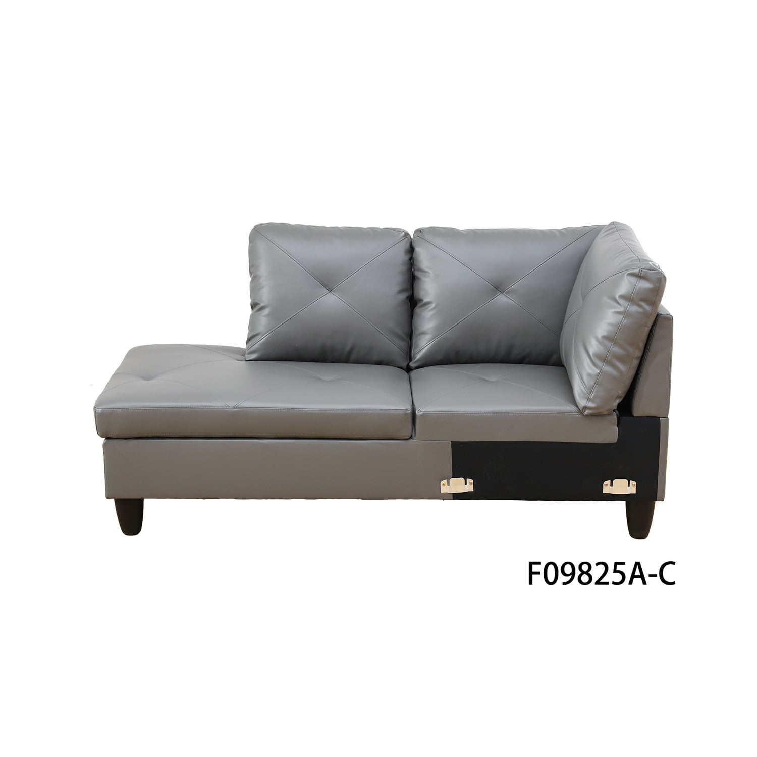 Hommoo Faux Leather Modern Sectional Sofa, Living Room Furniture Sets,L Shaped 4-Seat Couch Sofa Set for Home, Apartment, Dorm, 16'' Back Height, Dark Grey(No Ottomans)
