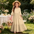 thumbnail image 7 of Mifsaly Little Girl Dresses Ruffle Half Sleeve A-Line Tiered Long Dress Comfortable Flowy Casual Summer Beach Sundress with Pockets, 7 of 7