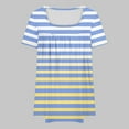 thumbnail image 4 of Women Plus Size Shirts Short Sleeve Tshirt Striped Pleated Pullover Casual Curved Hem Blouse Summer, 4 of 5