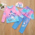 Girls Melody Pink Long Sleeve Swimsuit Swimming Skirt Swimming Cap Set
