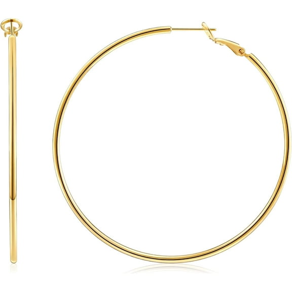 Hoop Earrings For Women 14K Real Gold Plated, 925 Sterling Silver Post Gold Hoops For Women[Z7506]