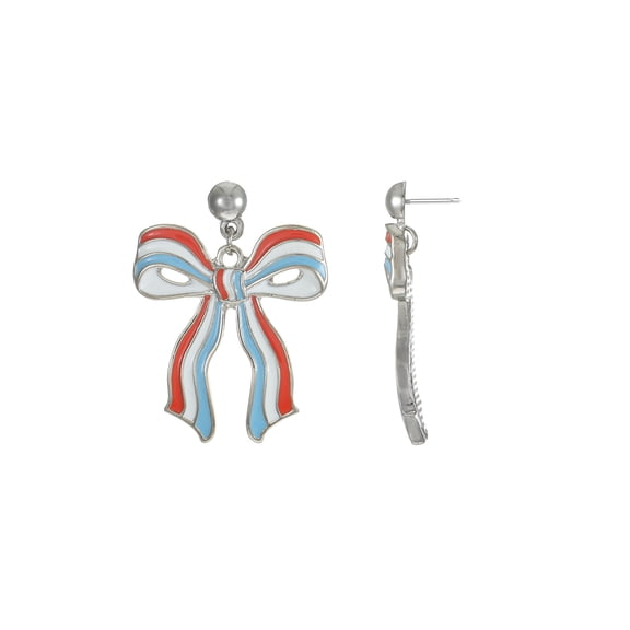 Way to Celebrate Americana Red White and Blue Bow Earrings