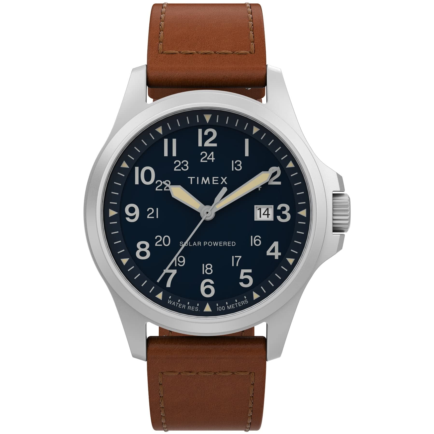 Timex 41 mm Expedition North Field Post Solar Eco Friendly Leather Strap Watch Silver Blue Brown One Size Walmart