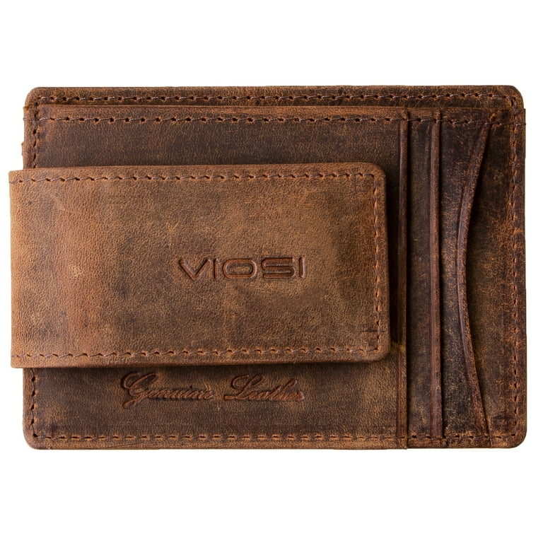 Viosi Men's Front Pocket Leather Money Clip