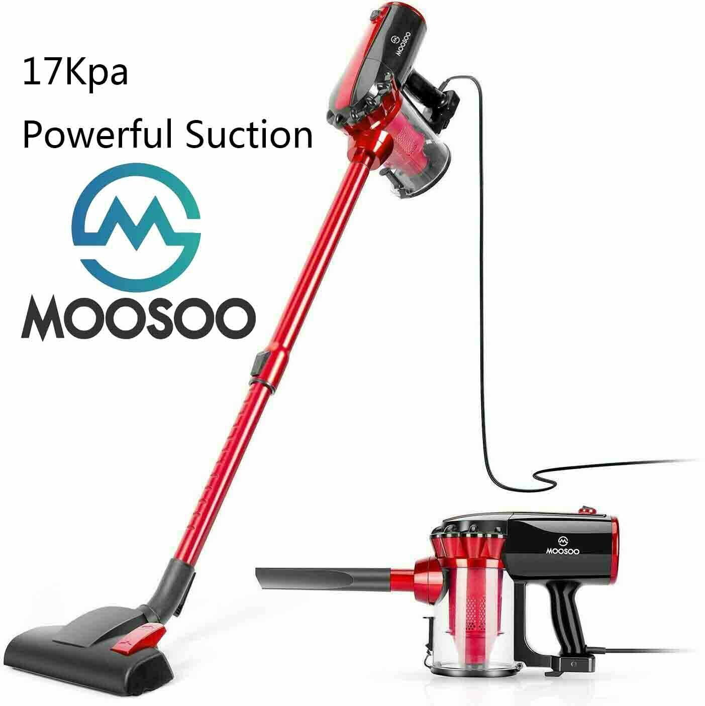 Moosoo Lightweight Stick Vacuum Cleaner Corded 2 In 1 Handheld Vacuum D600 Red