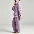 thumbnail image 6 of CAZOFW Women Pajamas,Flannel Zip Up Long Sleeve Top Pants Set Warm Fleece Loungewear Pjs Sizes L-2X, 6 of 9