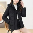 thumbnail image 7 of Puffer Jacket for Women with Detachable Hood, Winter Thicken Warm Pockets Quilted Cotton Full-zip Down Coat Outwear (XL, Black), 7 of 7
