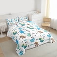 thumbnail image 3 of Homewish Cute Cartoon Dinasur Bedding Comforter Set,Wild Animal Twin Comforter Sets,Pixel Geometric Grid Bedding Set For Boys Kids,Super Cozy Room Decor Reversible,2pcs, 3 of 8