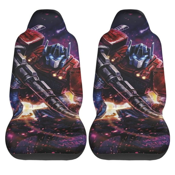 2pcs Universal Fit Car Seat Covers, Transformers Print Car Seat Cover For Front Seat Cushion Protectors Two Pcs Auto Accessories Bucket Seat Covers