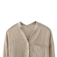 thumbnail image 4 of FamilyThread Women Long Sleeve Cotton Linen Shirts V-Neck Casual Solid Color Button Down Shirts Trendy Oversized Spring Tops, 4 of 4