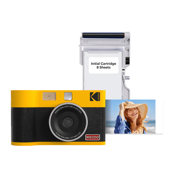 Kodak Mini Shot 2 ERA 2-in-1 instant camera-printer, 2.1x3.4 inches, yellow (camera 8 sheets)