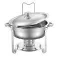 thumbnail image 2 of 5 Qt Buffet Chafing Dish Set with Full Pan - Silver Stainless Steel Round Serving Dish, 2 of 11
