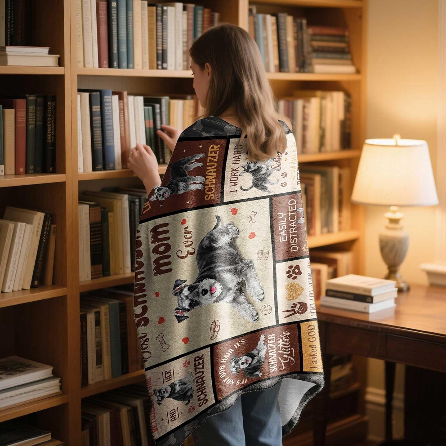Schnauzer Gifts for Women, Schnauzers Mom Throw Blanket 60'' X 50" Schnauzers Dog Decor for Schnauzer Lovers Gifts