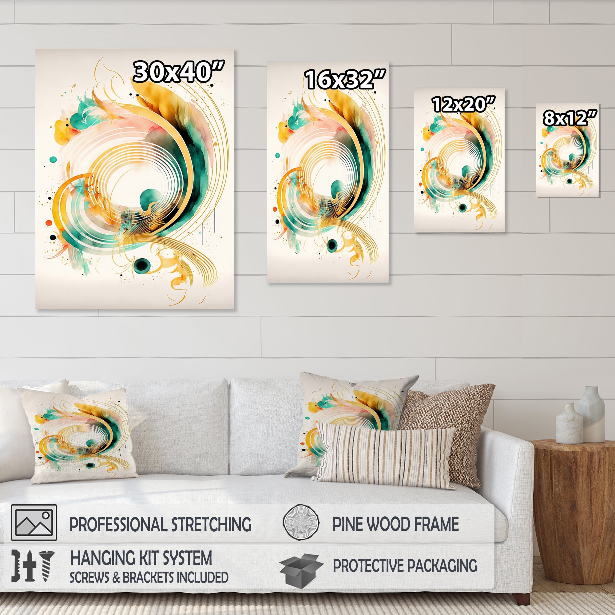 Designart Golden Spiral Movement I Canvas Wall Art