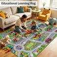 thumbnail image 4 of ORGOWEL Kids Carpet Playmat Area Rug Car Mat Play Rug for Playroom Educational Car Mat Machine Washable Non-Slip Kids Rug for Bedroom, Living Room,59"x78.7",Green, 4 of 11