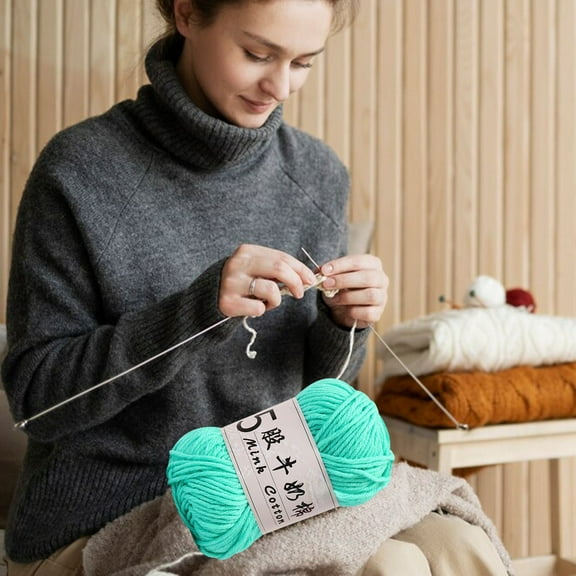 Foqnuq 5 Strands Milk Cotton Yarn for Crochet & Knitting, Acrylic Thread for DIY Projects, Baby Sweater, Dolls, Bags, Scarves - 50g, 325m Soft & Durable