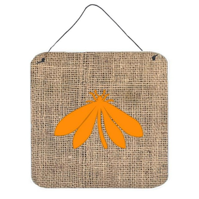 Moth Burlap And Orange Aluminium Metal Wall Or Door Hanging Prints - 6 x 6 In.