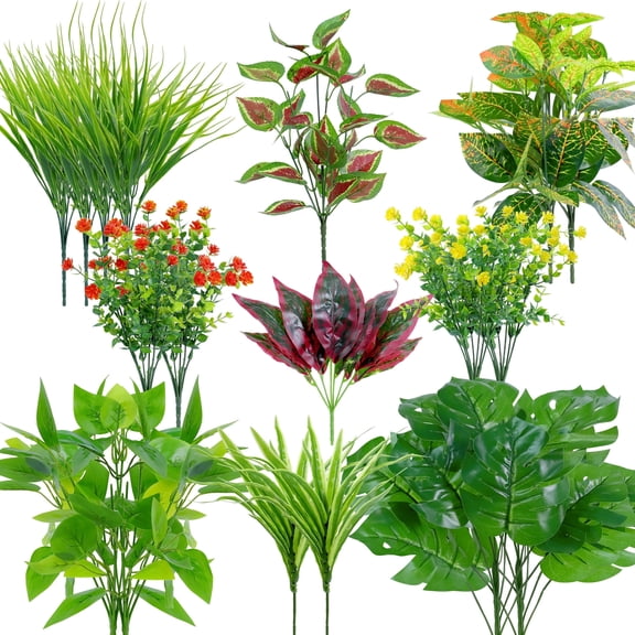 HKKDKTA 18 Pcs Artificial Plants Outdoor,Fake Boxwood Plants UV Resistant Faux Shrubs Plastic Plant for Outdoor Patio Garden Front Porch Yard Decor.