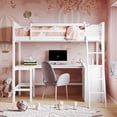 thumbnail image 2 of paproos Wood Loft Bed with Trundle, Heavy Duty Loft Bed Frame with Shelves and Desk, Loft Bed No Box Spring Needed (White), 2 of 10