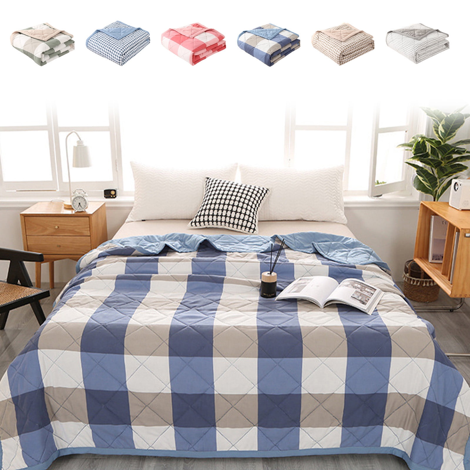 Comforter Thin Quilt Summer Lightweight Comforter, 100% Washed Cotton, Machine Washable, Soft Comfy Breathable Can Sleep Naked,78.74x59.05in