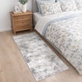 thumbnail image 3 of iOhouze 2x5 Runner Rugs Abstract Washable Runner Rug for Hallways Non Slip Kitchen Runner Low Pile Soft Printed Faux Wool Indoor Runner for Bedroom Entryway Laundry Room, Ash Grey/Beige, 3 of 10