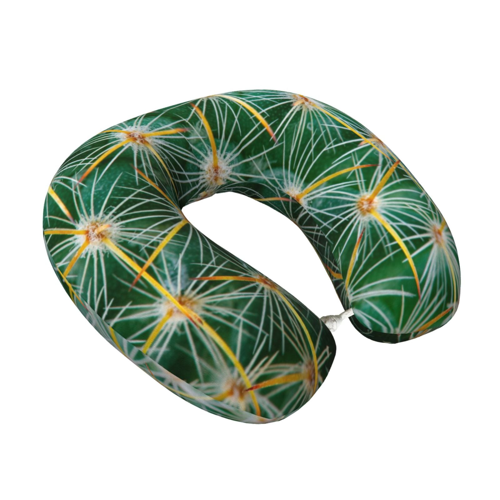 Xecao Thorns Of Macro Cactus Print Memory Foam Cervical Neck Pillow Versatile U-Shaped Pillows for Home,Office,Camping,Travelling,Soft Washable Cover