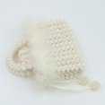 thumbnail image 5 of Zhengup Women Pearl Purse,Evening Bags, Artificial Pearl Clutch, Square Feather Handbags, White Purse for Party Wedding Travel, 5 of 6