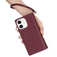 thumbnail image 4 of For iPhone 11 Crossbody Phone Case with Card Holder,Diamond Pattern PU Leather Wallet Case,Flip Case Folio Magnetic Kickstand Cover With Card Slots,With Long Lanyard&Wrist Strap,Winered, 4 of 8