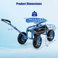 thumbnail image 3 of Costway Garden Cart Patio Wagon Roll Work Seat with Tray Basket Extendable Handle Blue, 3 of 10