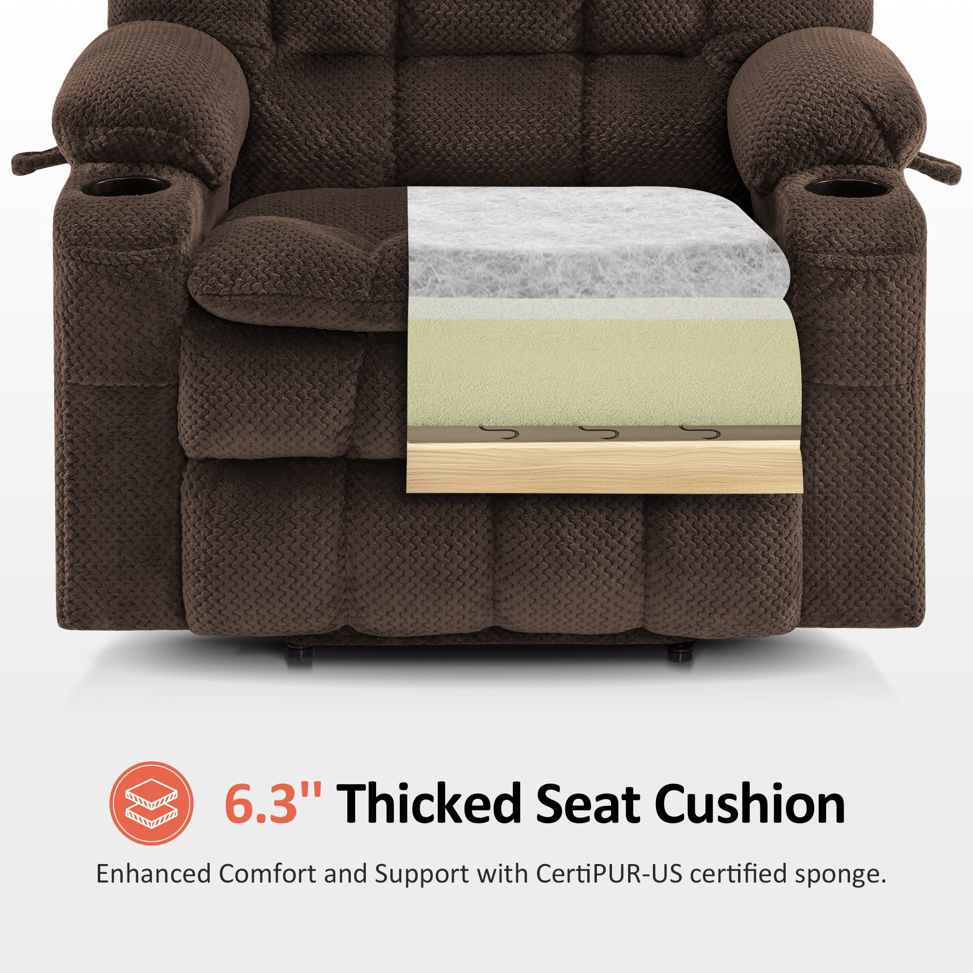 MCombo Oversized 27.2" Seat Width Dual Motor Power Recliner Lift Chair with Vibration and Heat for Height 5'7"-6'2", Infinite Position