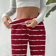 thumbnail image 4 of Enjoytime Casual Pants for Women Striped High Waist Wide Leg Trousers Fall Winter Warm Loose Comfy Lounge Pants with Pockets Wine S, 4 of 8