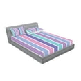 thumbnail image 2 of Ambesonne Abstract Fitted Sheet & Pillow Sham Set, Polka Dot with Stripes, Queen, Violet and Violet Blue, 2 of 2