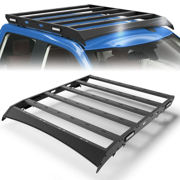 POFENZE Roof Rack for 2009-2014 Ford F150 7th Gen Super Crew Top Roof Rack Basket with Side LED Lights
