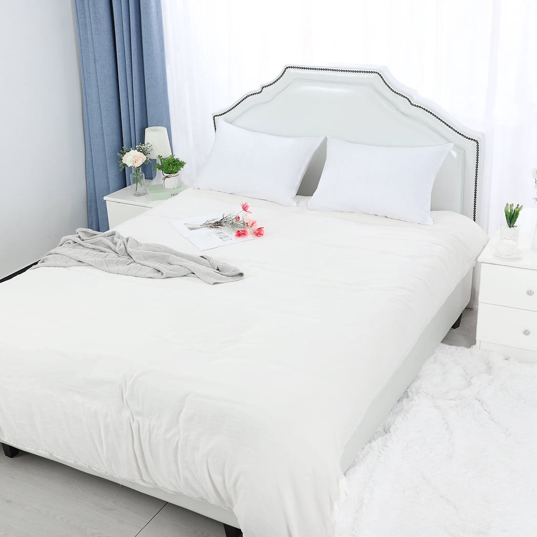 Unique Bargains Pillowcases 2-Piece Egyptian Cotton Pillow Cover White Queen