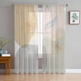 thumbnail image 3 of Sheer Curtains 96 inches Long, Middle Ages Gradient Gold Flowers and Leaves Light Filtering Sheer Window Curtains Rod Pocket Voile Drapes for Bedroom Living Room, 52"W x 96"L 2 Panels, 3 of 7