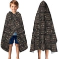 thumbnail image 3 of Black Gothic Skull Bookcase Pattern Hooded Bath Towel，50"x30" for Ages 3 To 12 Kids, Quick Dry Lightweight Soft Microfiber Hood Beach Towel Cover Up for Kids, 3 of 7
